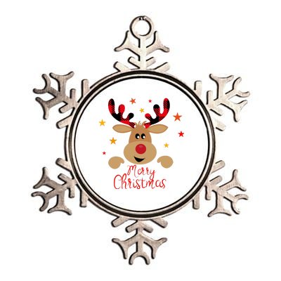 Merry Christmas Reindeer Holiday Cute Metallic Star Ornament