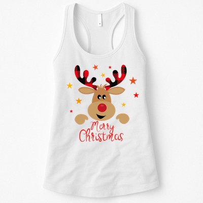 Merry Christmas Reindeer Holiday Cute Womens Tank Top