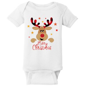 Merry Christmas Reindeer Holiday Cute Baby Bodysuit