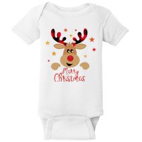 Merry Christmas Reindeer Holiday Cute Baby Bodysuit