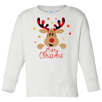 Merry Christmas Reindeer Holiday Cute Toddler Long Sleeve Shirt