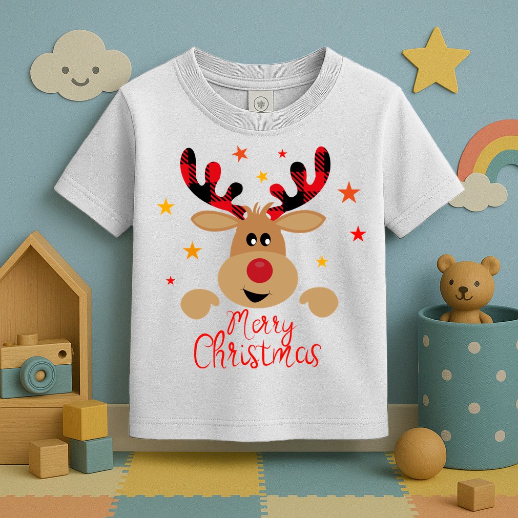 Merry Christmas Reindeer Holiday Cute Toddler T-Shirt