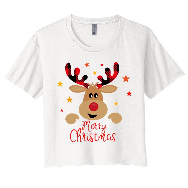 Merry Christmas Reindeer Holiday Cute Crop Top