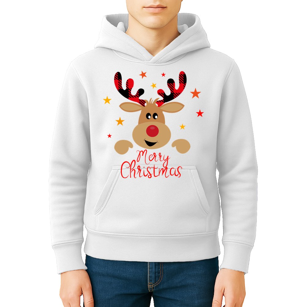 Merry Christmas Reindeer Holiday Cute Kids Hoodie