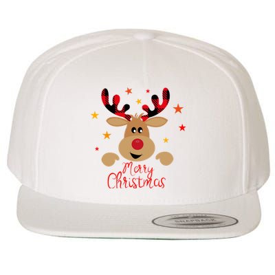 Merry Christmas Reindeer Holiday Cute Wool Snapback Cap