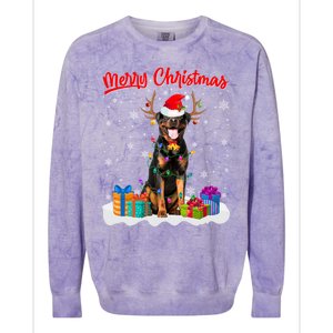 Merry Christmas Rottweiler Dog Santa Dog Xmas Gift Colorblast Crewneck Sweatshirt