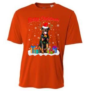 Merry Christmas Rottweiler Dog Santa Dog Xmas Gift Cooling Performance Crew T-Shirt