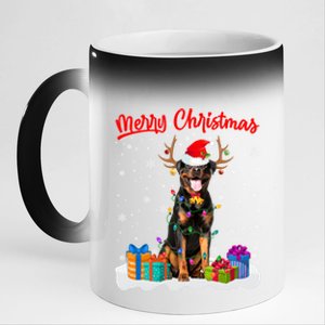 Merry Christmas Rottweiler Dog Santa Dog Xmas Gift 11oz Black Color Changing Mug