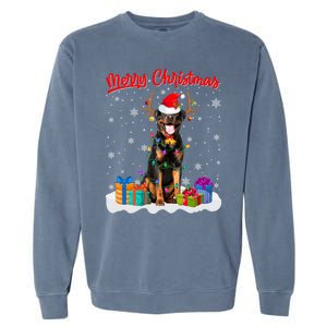 Merry Christmas Rottweiler Dog Santa Dog Xmas Gift Garment-Dyed Sweatshirt