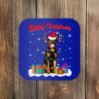 Merry Christmas Rottweiler Dog Santa Dog Xmas Gift Coaster