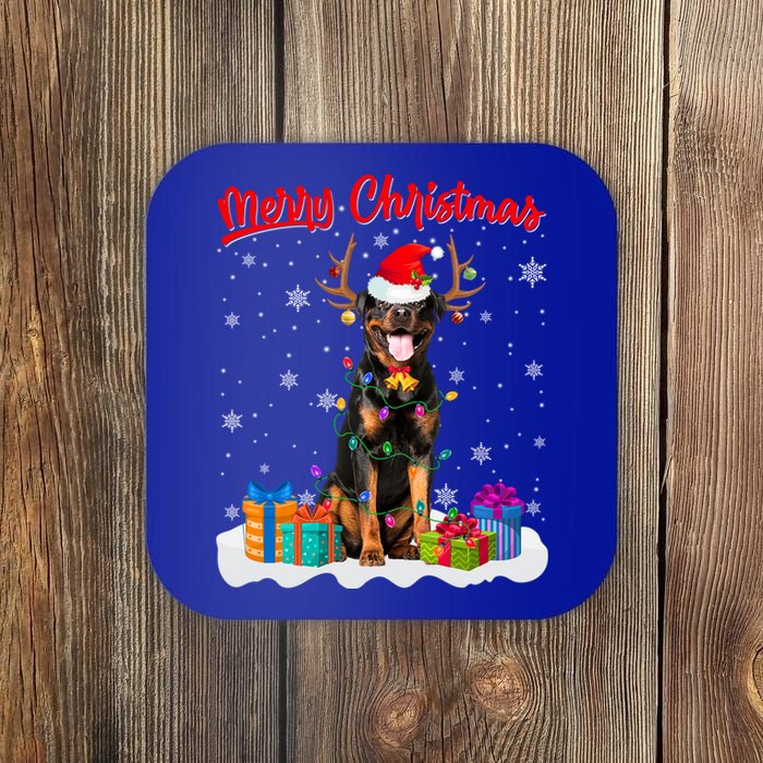 Merry Christmas Rottweiler Dog Santa Dog Xmas Gift Coaster