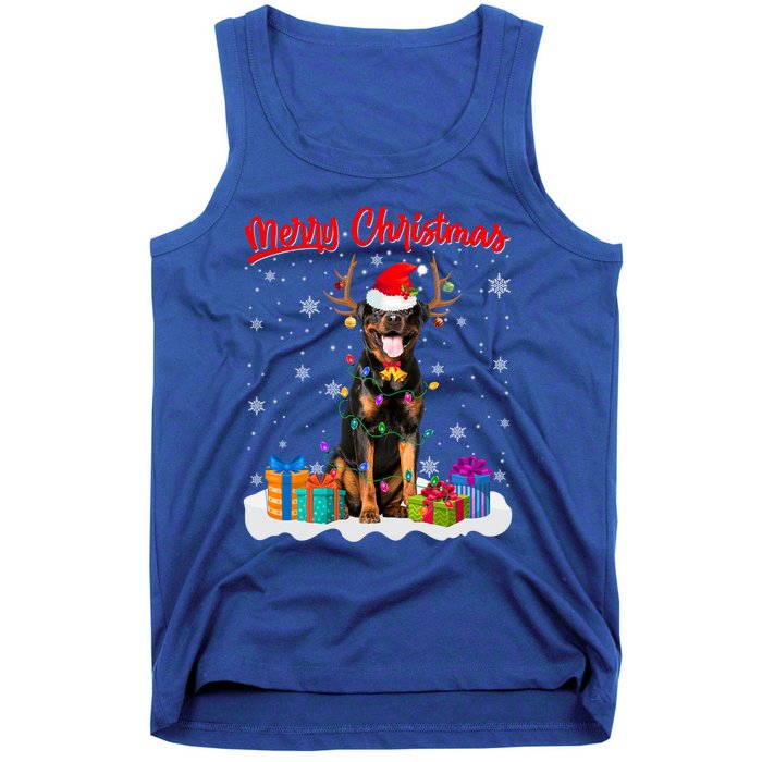 Merry Christmas Rottweiler Dog Santa Dog Xmas Gift Tank Top