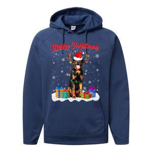 Merry Christmas Rottweiler Dog Santa Dog Xmas Gift Performance Fleece Hoodie