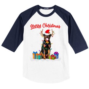 Merry Christmas Rottweiler Dog Santa Dog Xmas Gift Baseball Sleeve Shirt