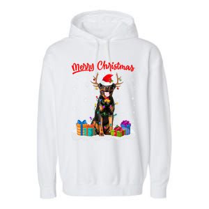 Merry Christmas Rottweiler Dog Santa Dog Xmas Gift Garment-Dyed Fleece Hoodie