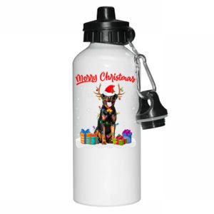 Merry Christmas Rottweiler Dog Santa Dog Xmas Gift Aluminum Water Bottle