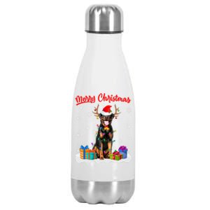 Merry Christmas Rottweiler Dog Santa Dog Xmas Gift Stainless Steel Insulated Water Bottle