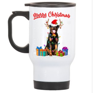 Merry Christmas Rottweiler Dog Santa Dog Xmas Gift Stainless Steel Travel Mug