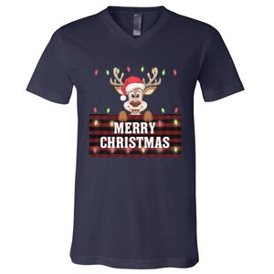 Merry Christmas Reindeerfamily Matching Reindeer V-Neck T-Shirt