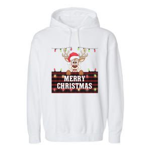 Merry Christmas Reindeerfamily Matching Reindeer Garment-Dyed Fleece Hoodie