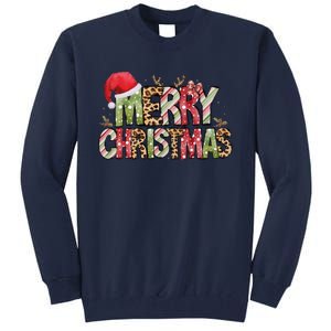 Merry Christmas Red Santa Hat Reindeer Xmas Family Tall Sweatshirt