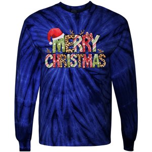 Merry Christmas Red Santa Hat Reindeer Xmas Family Tie-Dye Long Sleeve Shirt