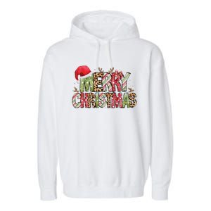 Merry Christmas Red Santa Hat Reindeer Xmas Family Garment-Dyed Fleece Hoodie