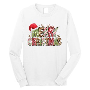 Merry Christmas Red Santa Hat Reindeer Xmas Family Long Sleeve Shirt