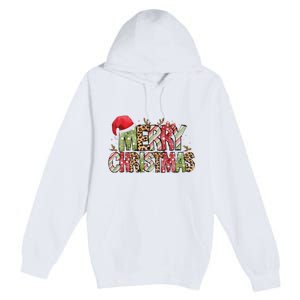 Merry Christmas Red Santa Hat Reindeer Xmas Family Premium Pullover Hoodie