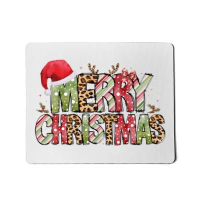 Merry Christmas Red Santa Hat Reindeer Xmas Family Mousepad