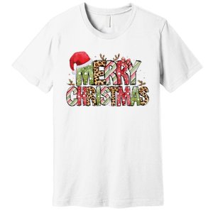 Merry Christmas Red Santa Hat Reindeer Xmas Family Premium T-Shirt