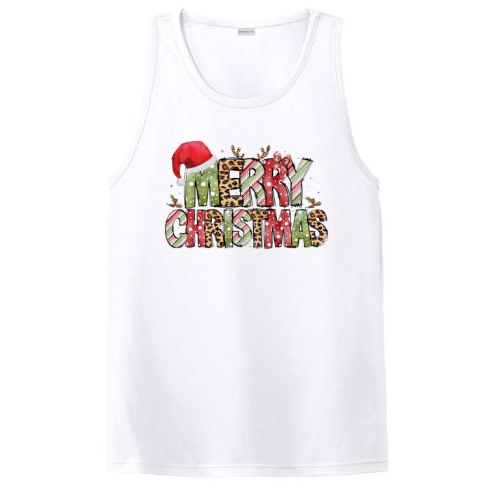 Merry Christmas Red Santa Hat Reindeer Xmas Family PosiCharge Competitor Tank