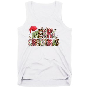 Merry Christmas Red Santa Hat Reindeer Xmas Family Tank Top