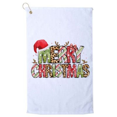 Merry Christmas Red Santa Hat Reindeer Xmas Family Platinum Collection Golf Towel