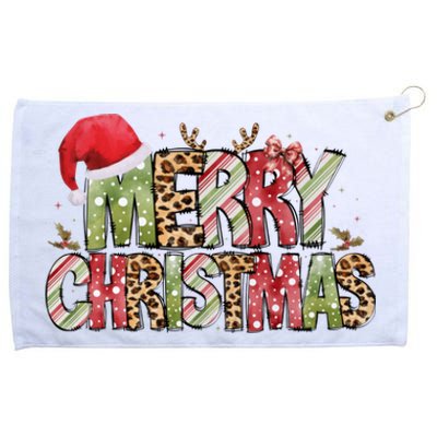 Merry Christmas Red Santa Hat Reindeer Xmas Family Grommeted Golf Towel