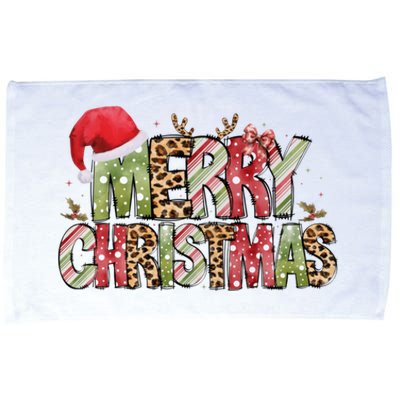 Merry Christmas Red Santa Hat Reindeer Xmas Family Microfiber Hand Towel