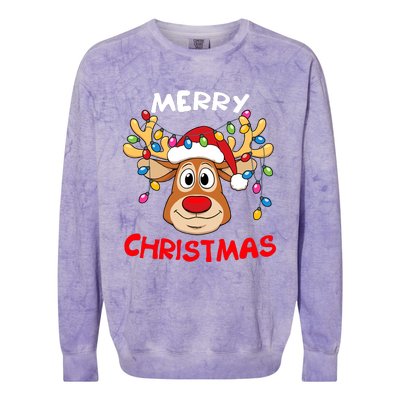 Merry Christmas Reindeer Xmas Family Colorblast Crewneck Sweatshirt