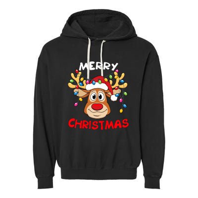 Merry Christmas Reindeer Xmas Family Garment-Dyed Fleece Hoodie