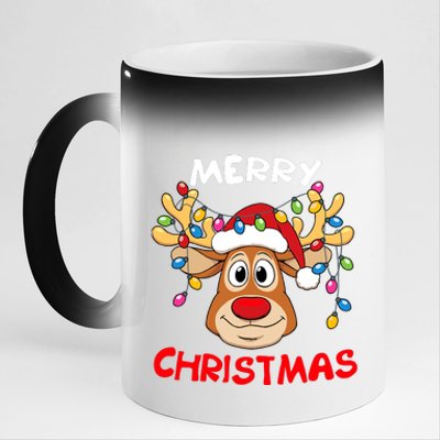 Merry Christmas Reindeer Xmas Family 11oz Black Color Changing Mug