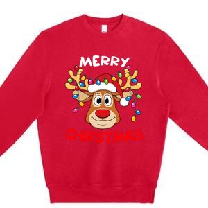 Merry Christmas Reindeer Xmas Family Premium Crewneck Sweatshirt