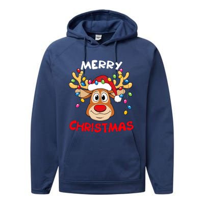 Merry Christmas Reindeer Xmas Family Performance Fleece Hoodie