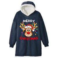 Merry Christmas Reindeer Xmas Family Hooded Wearable Blanket