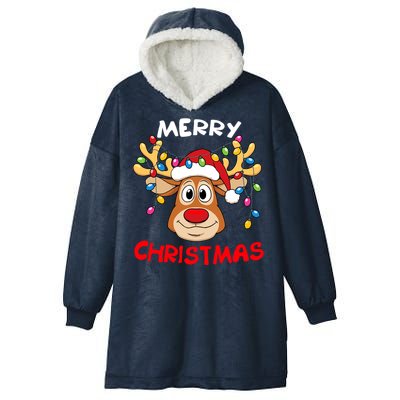 Merry Christmas Reindeer Xmas Family Hooded Wearable Blanket