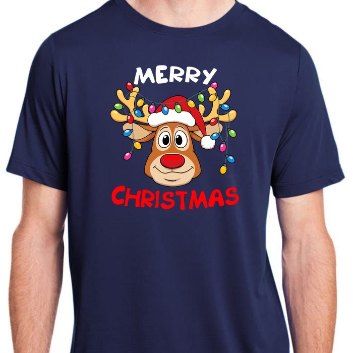 Merry Christmas Reindeer Xmas Family Adult ChromaSoft Performance T-Shirt