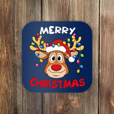 Merry Christmas Reindeer Xmas Family Coaster