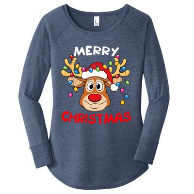 Merry Christmas Reindeer Xmas Family Women's Perfect Tri Tunic Long Sleeve Shirt