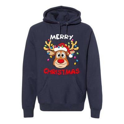 Merry Christmas Reindeer Xmas Family Premium Hoodie