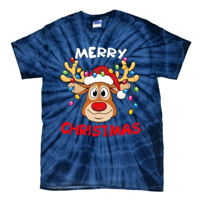 Merry Christmas Reindeer Xmas Family Tie-Dye T-Shirt