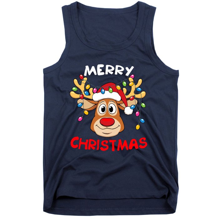 Merry Christmas Reindeer Xmas Family Tank Top