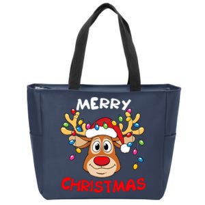 Merry Christmas Reindeer Xmas Family Zip Tote Bag